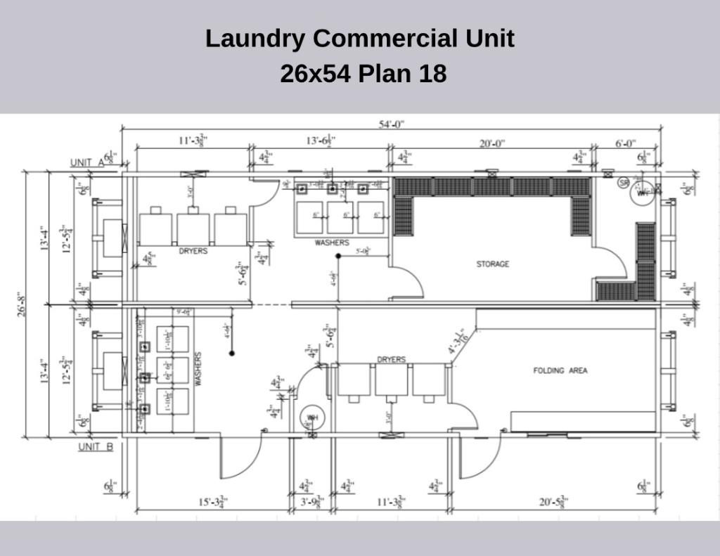 Laundry commercial unit, 26 x54